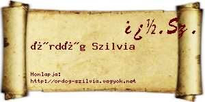 Ördög Szilvia névjegykártya